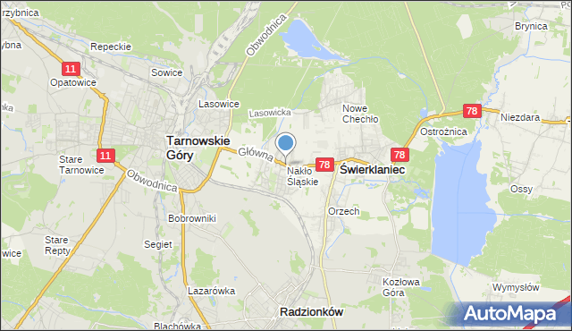 mapa Nakło Śląskie, Nakło Śląskie na mapie Targeo